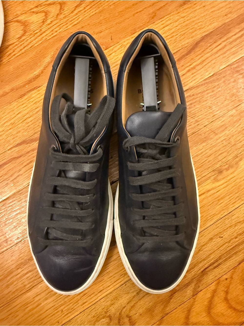 Hugo Boss Black Leather Low-Profile Sneakers with White Sole